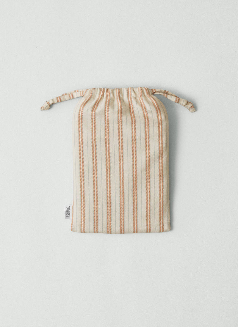 Ines Flannel Stripe Cotton Housewife Pillowcase Set | Apricot/Soft Blue