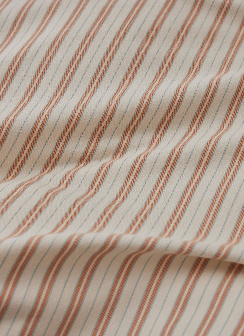 Ines Flannel Stripe Cotton Duvet Cover | Apricot/Soft Blue