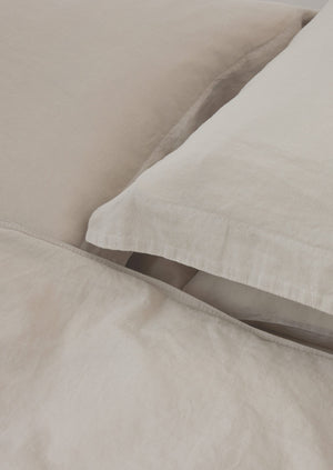 Washed Linen Cotton Oxford Pillowcase Set | Washed Sage