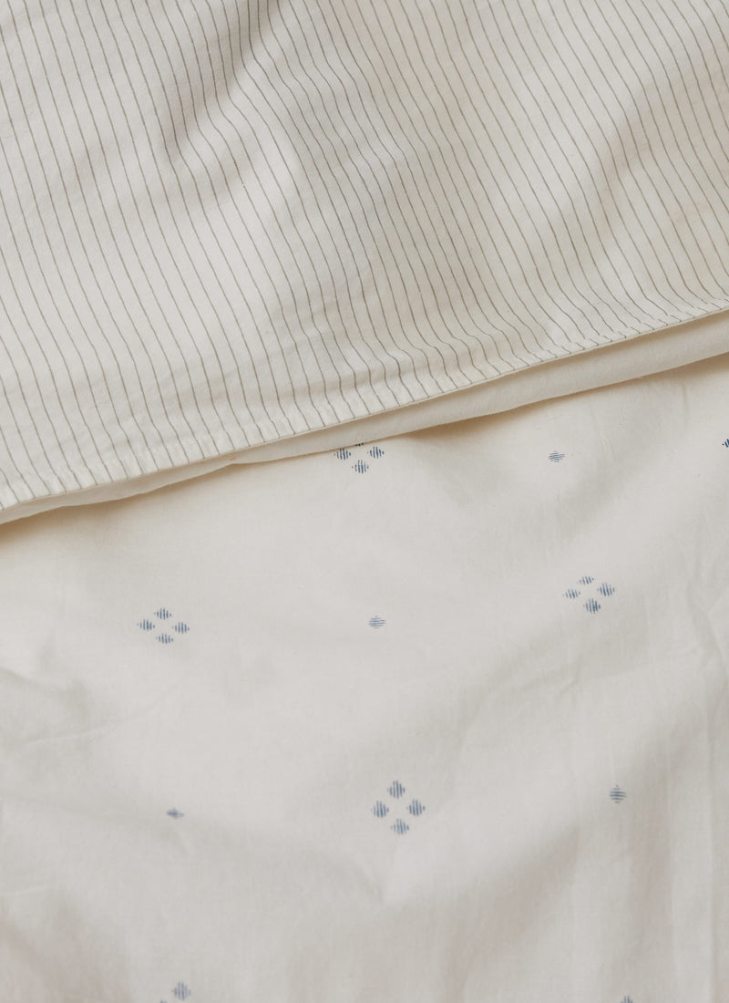 Rowan Print Duvet Cover | Ecru/Soft Blue