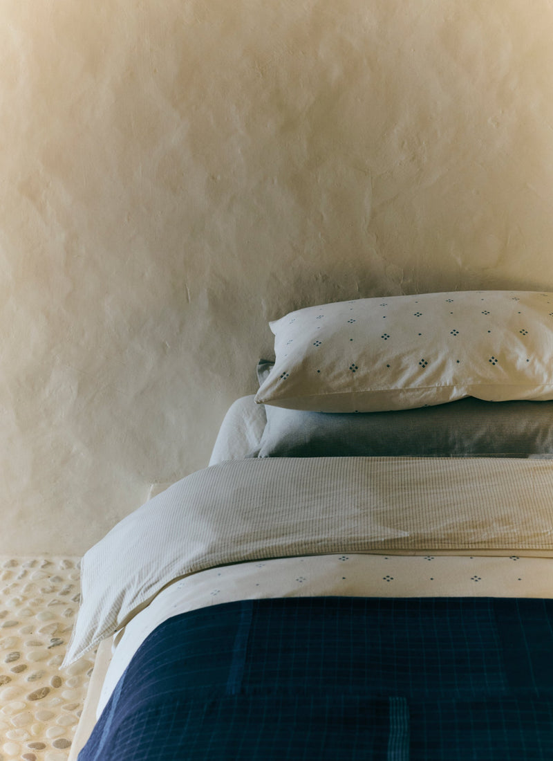 Rowan Print Duvet Cover | Ecru/Soft Blue