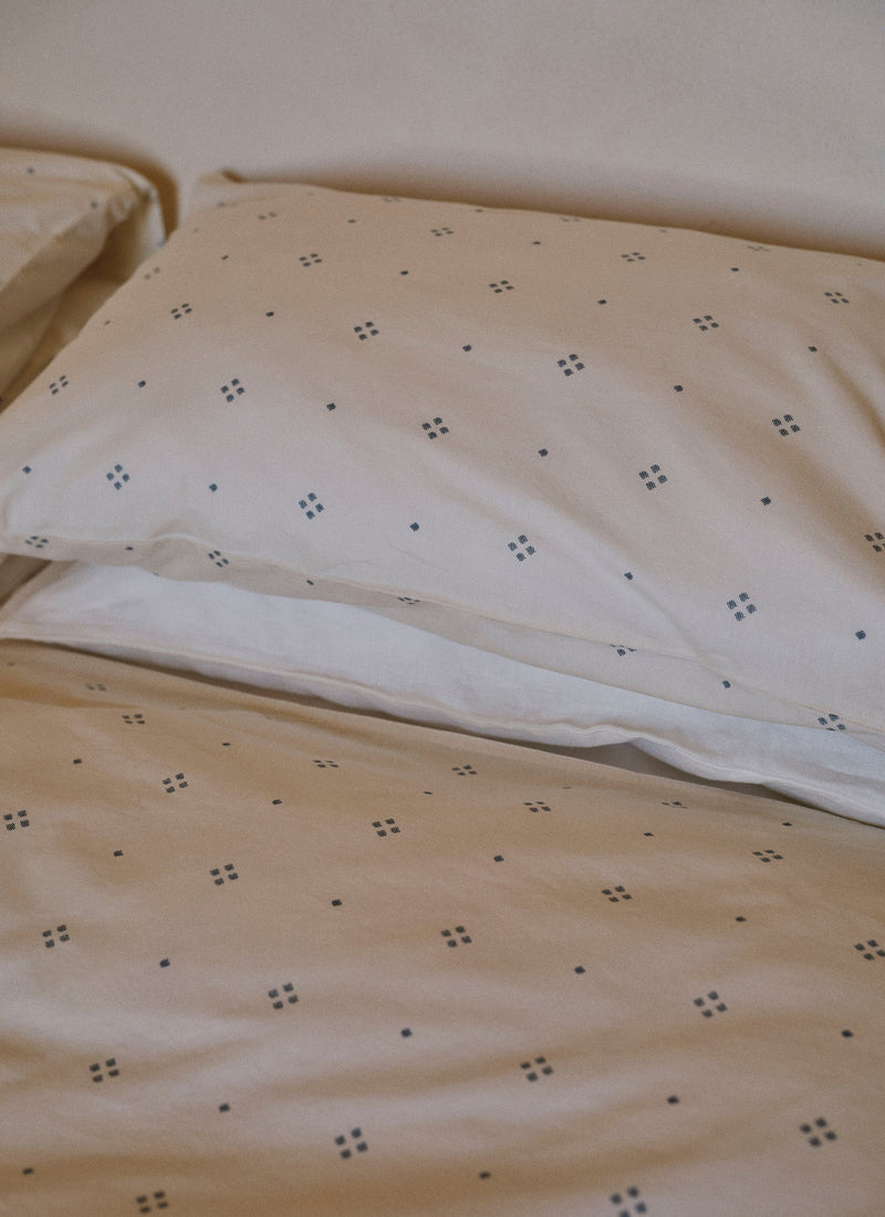 Rowan Print Housewife Pillowcase Set | Ecru/Soft Blue