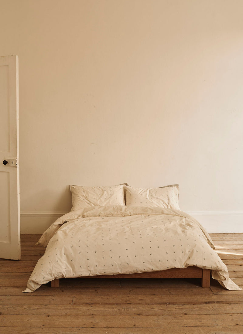 Rowan Print Housewife Pillowcase Set | Ecru/Soft Blue