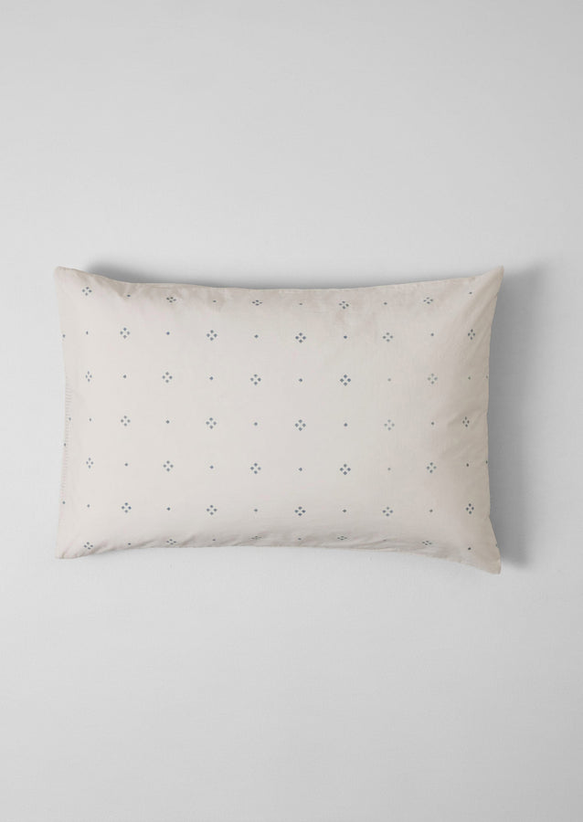Rowan Print Housewife Pillowcase Set | Ecru/Soft Blue