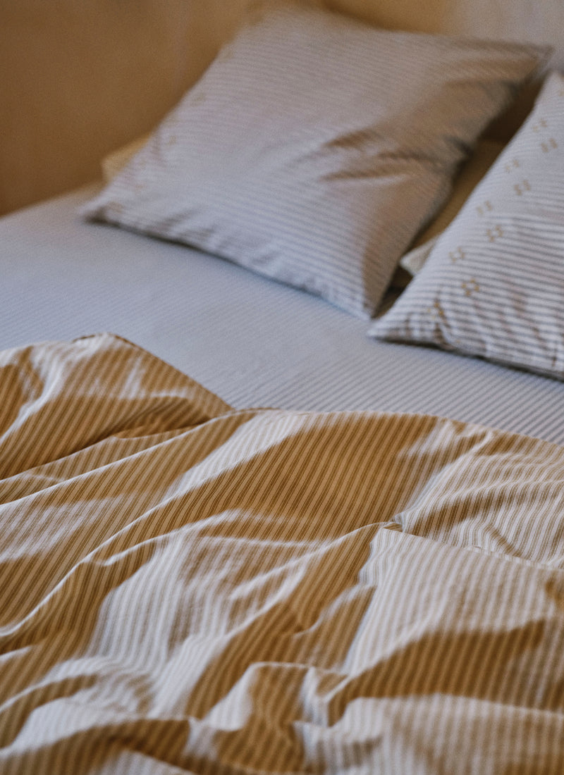 Organic Cotton Ticking Stripe Duvet Cover | Ecru/Straw