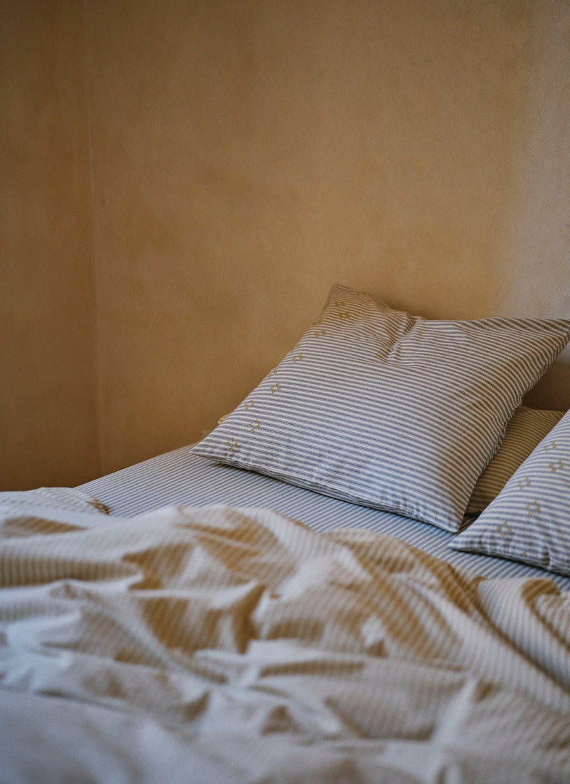 Organic Cotton Ticking Stripe Duvet Cover | Ecru/Straw
