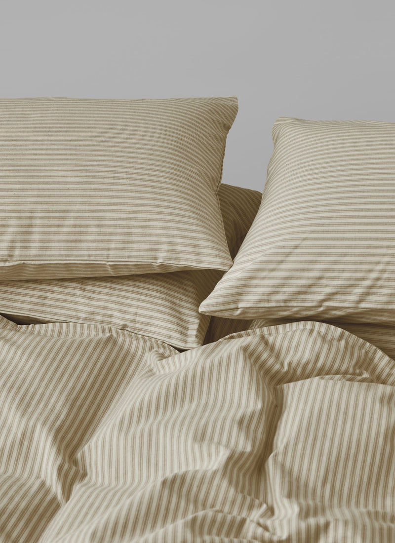 Organic Cotton Ticking Stripe Duvet Cover | Ecru/Straw