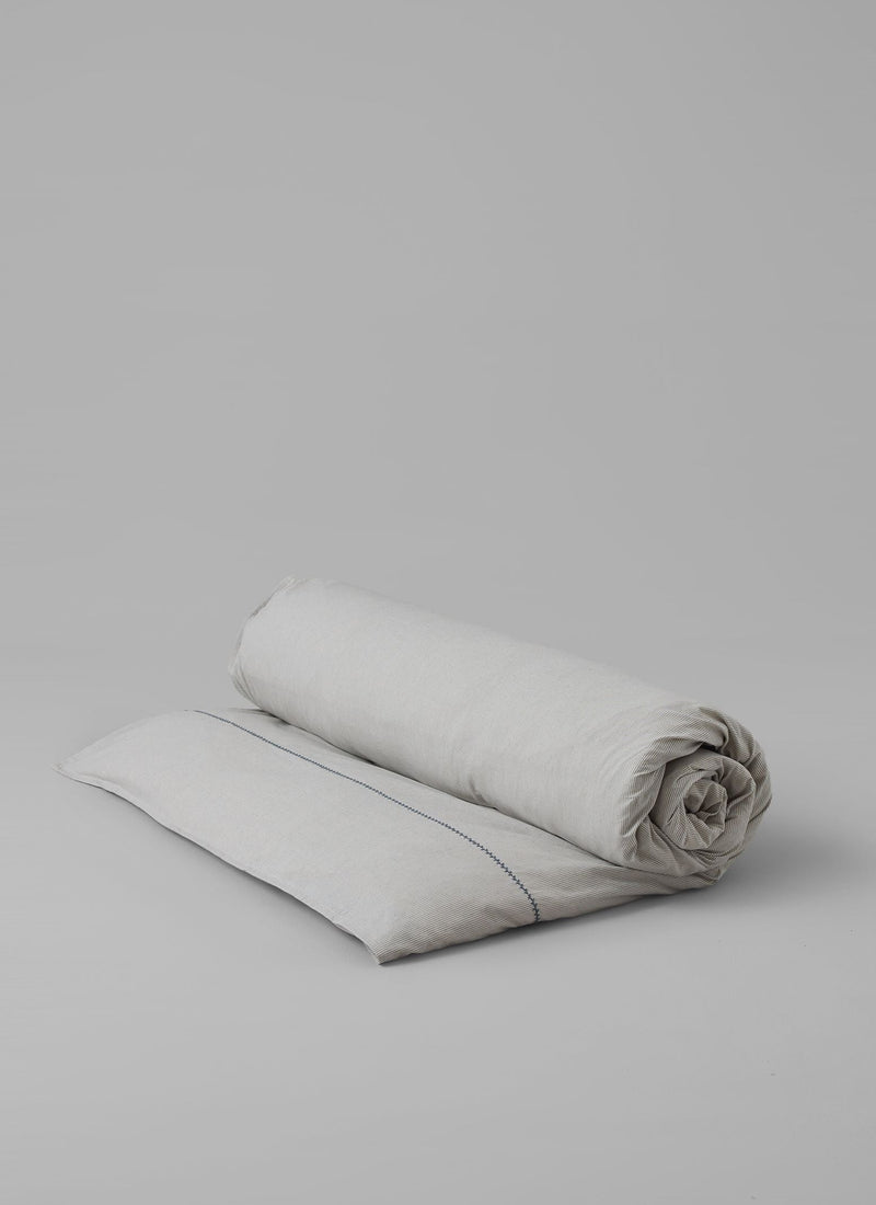 Fine Stripe Organic Cotton Duvet Cover | Ecru/Smoke Blue