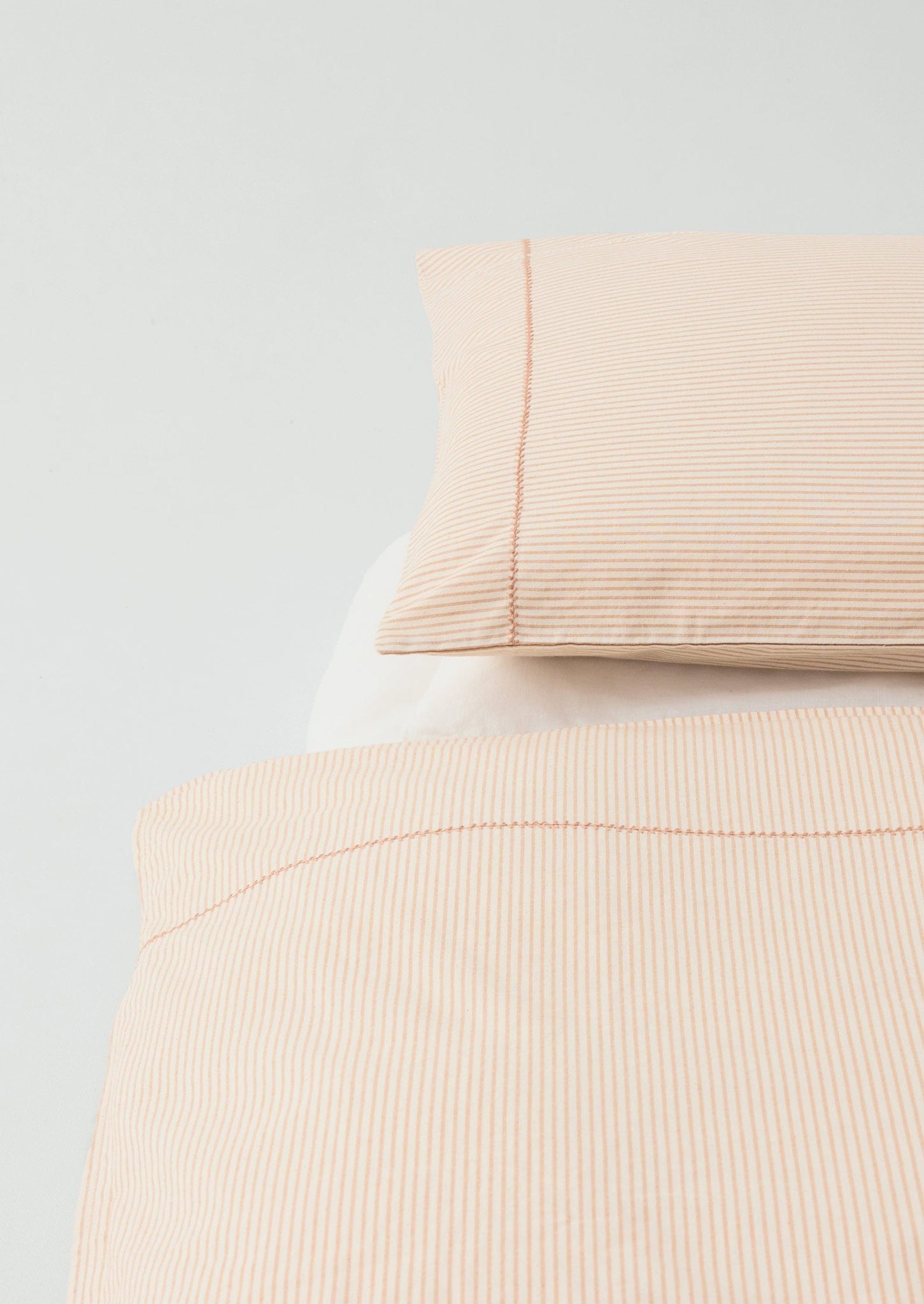 Soft Stripe Cotton Oxford Pillowcase Set | Clay/Ecru