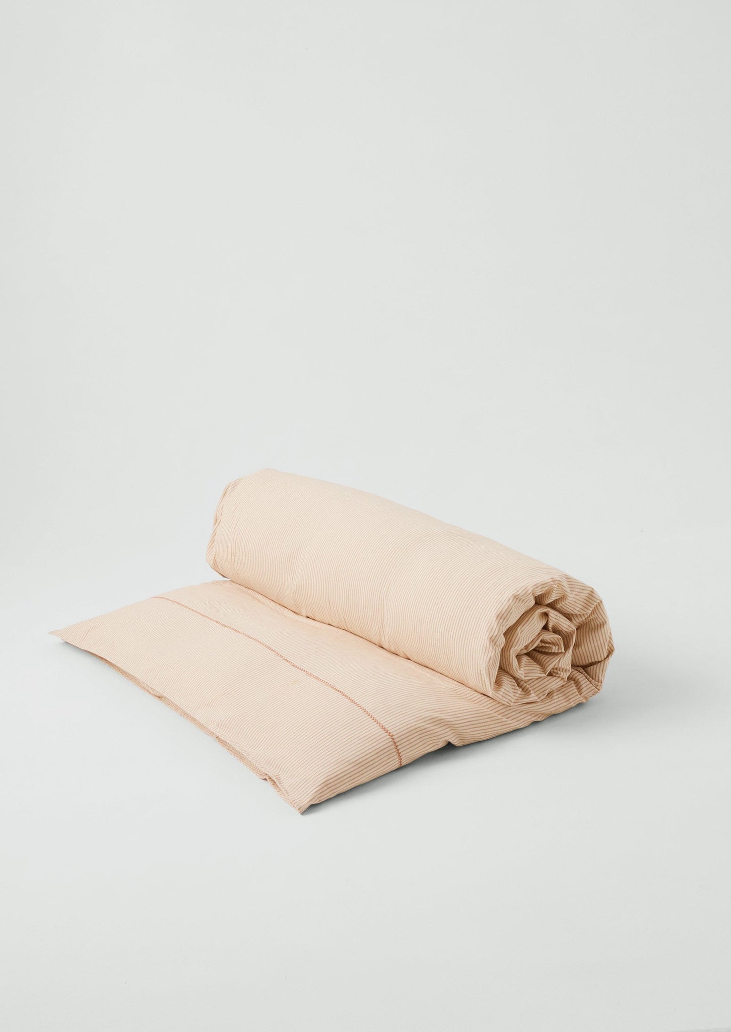 Soft Stripe Cotton Embroidered Duvet Cover | Clay/Ecru