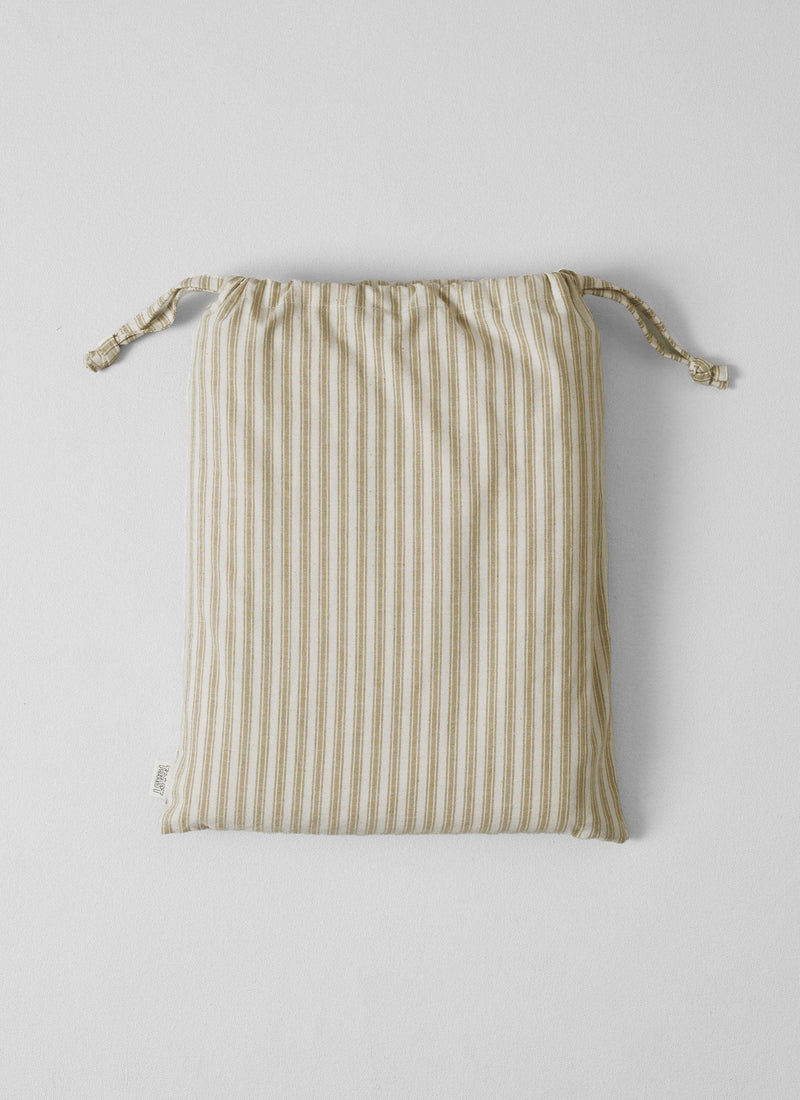 Organic Cotton Ticking Stripe Flat Sheet | Ecru/Straw