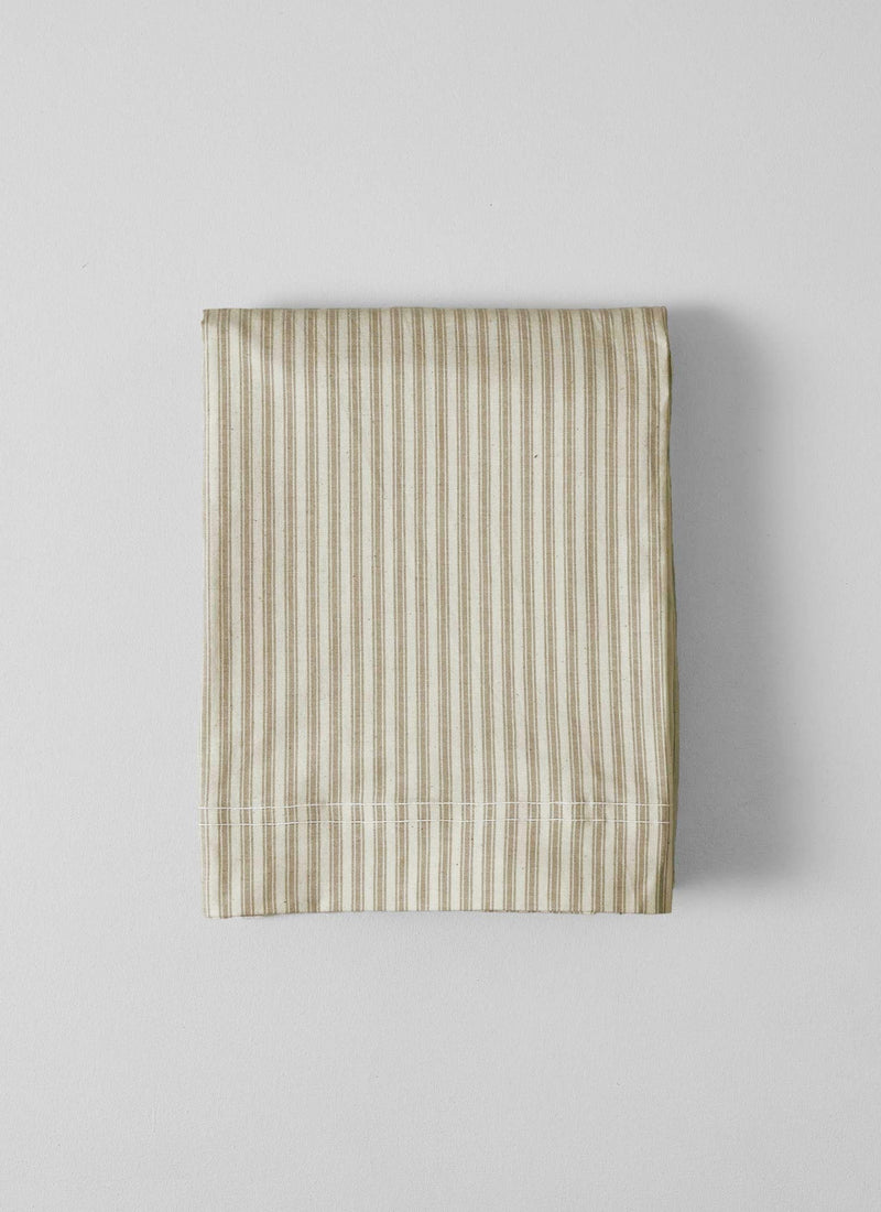 Organic Cotton Ticking Stripe Flat Sheet | Ecru/Straw