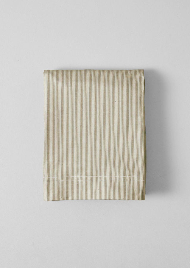 Organic Cotton Ticking Stripe Flat Sheet | Ecru/Straw