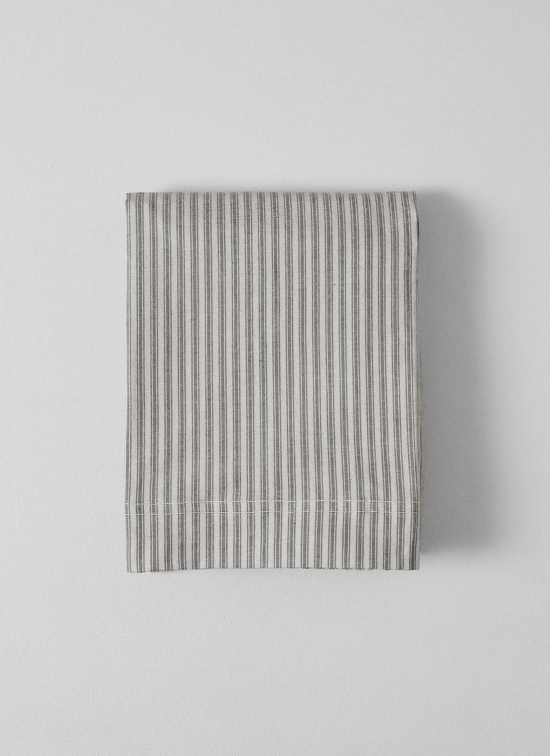 Organic Cotton Ticking Stripe Flat Sheet | Ecru/Graphite