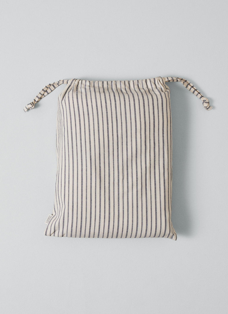 Organic Cotton Pajama Stripe Flat Sheet | Navy/Ecru