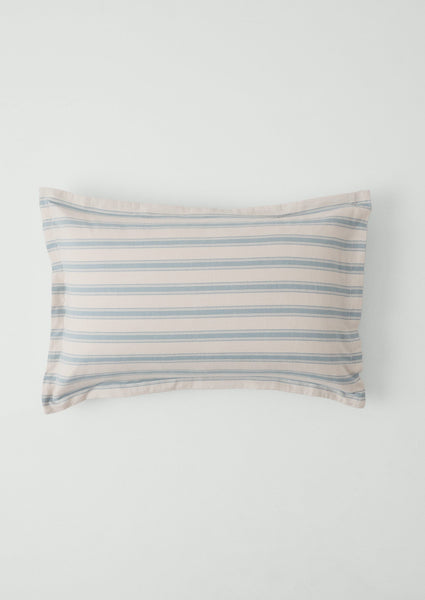 Fjord Flannel Stripe Cotton Oxford Pillowcase Set | Washed Blue/Ecru