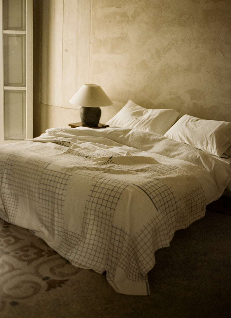 Fjord Flannel Stripe Cotton Pillowcase Set | Washed Blue/Ecru