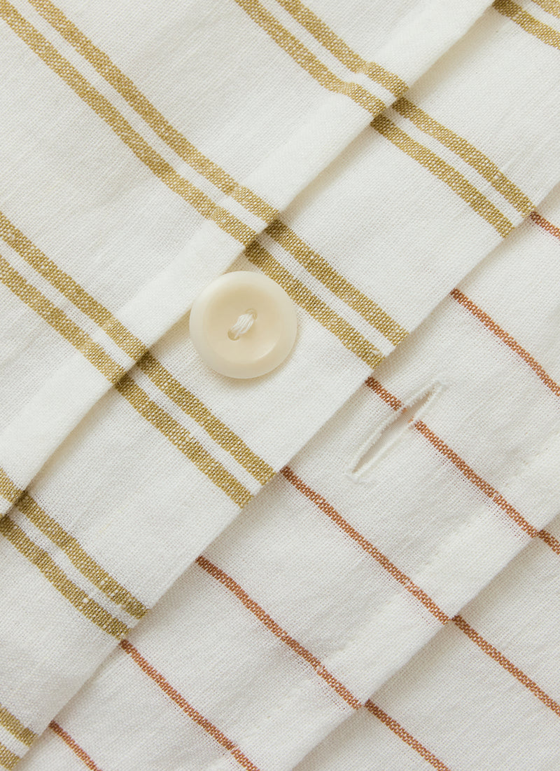 Mina Stripe Linen Cotton Duvet Cover | Ivory/Olive/Caramel