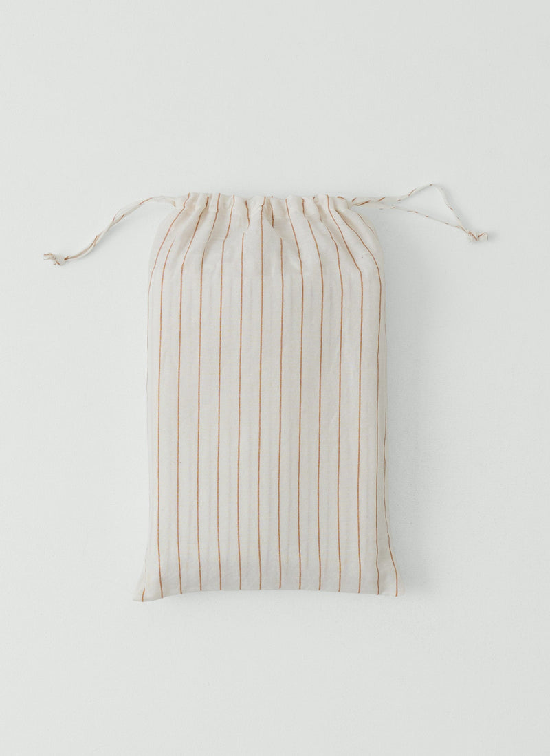 Mina Stripe US Queen Flat Sheet/Pillowcase Set | Ivory/Caramel