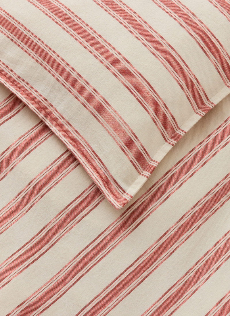Fjord Flannel Stripe US Duvet Cover | Rosehip/Ecru