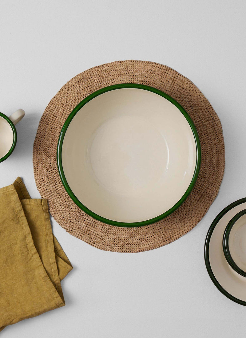 Enamel Salad Bowl | Cream/Leaf
