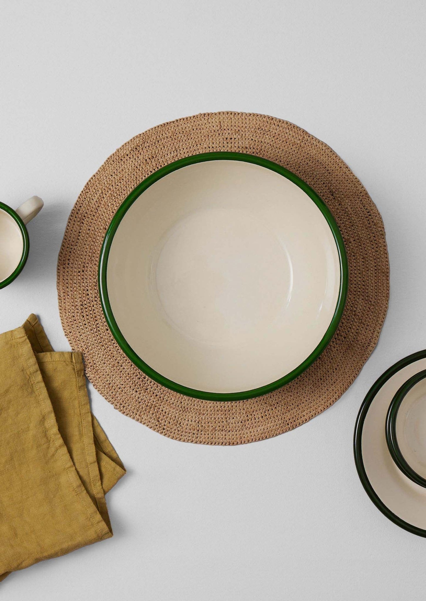 Enamel Salad Bowl | Cream/Leaf