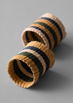 Hand Woven Iraca Napkin Rings | Brick/Multi