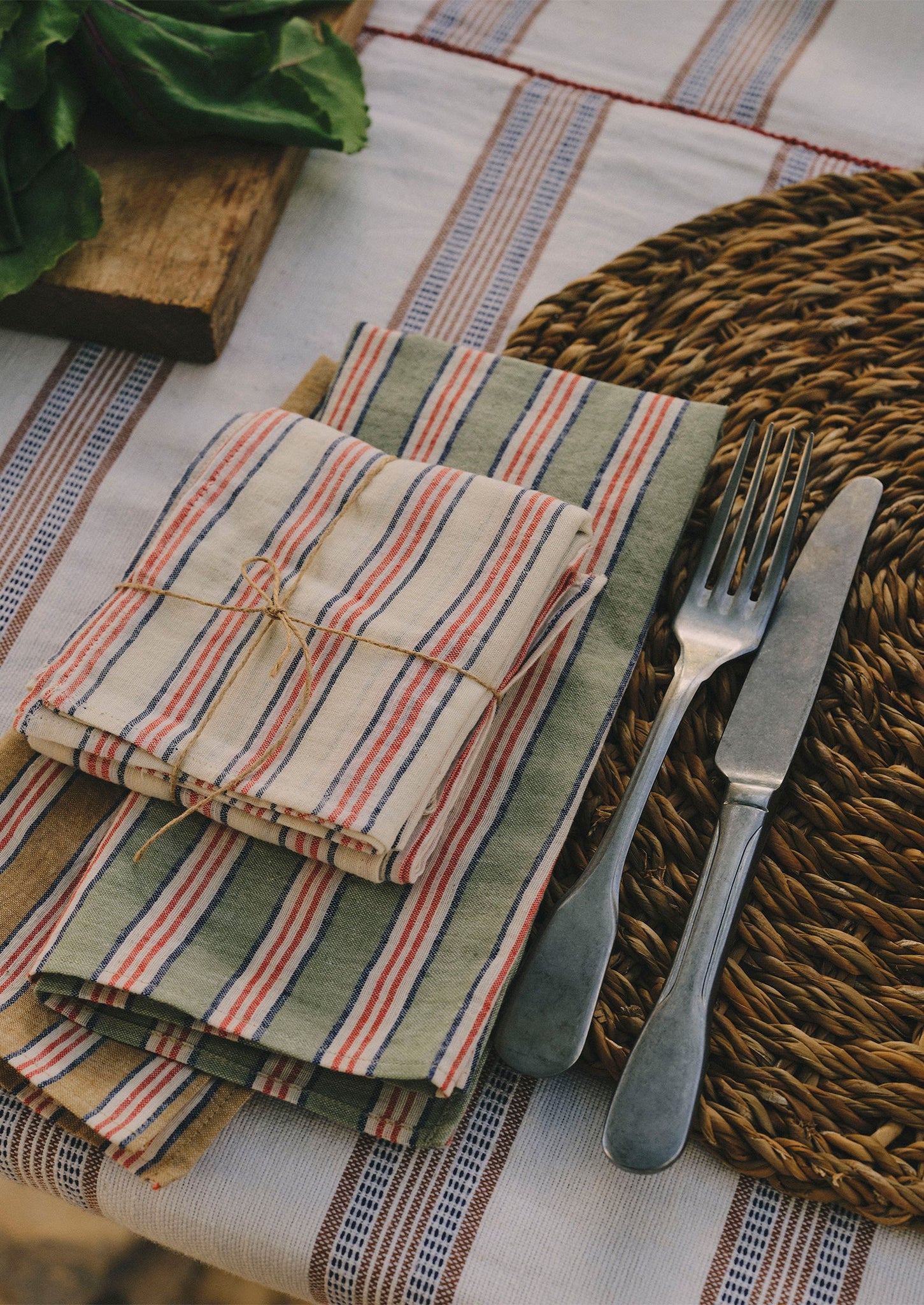 Hand Woven Stripe Napkin Set | Parchment