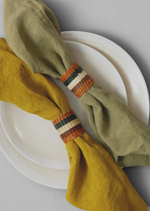 Hand Woven Iraca Napkin Rings | Sand/Multi