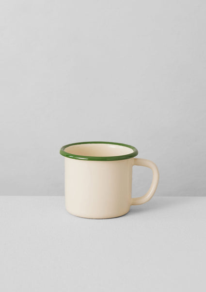 Contrast Rim Enamel Mug | Cream/Leaf