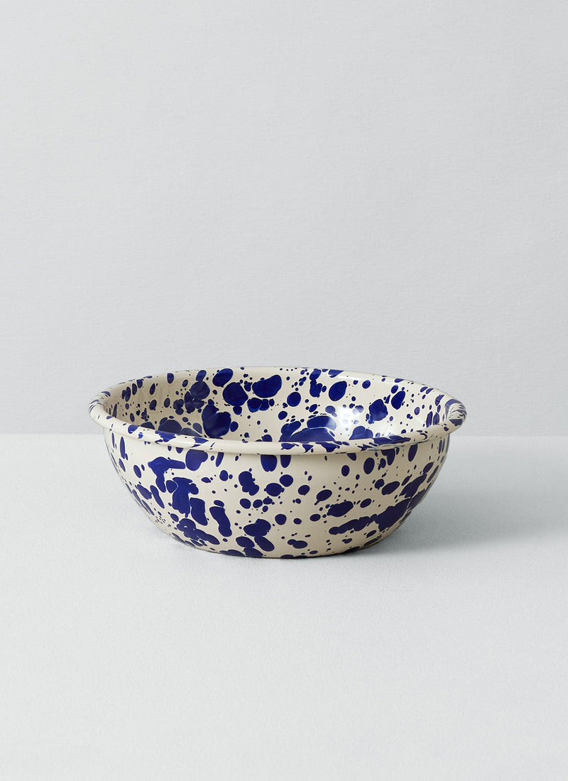 Splatter Enamel Salad Bowl | Cream/Blue