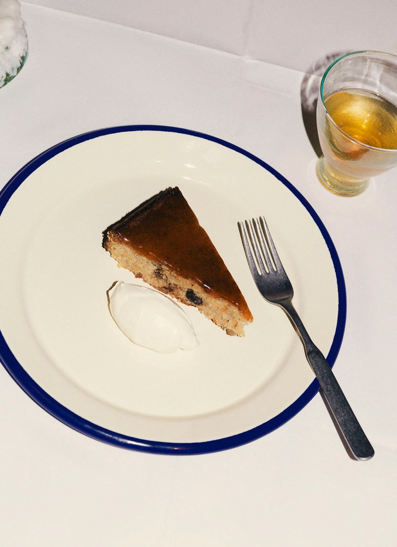 Enamel Dinner Plate | Cream/Blue