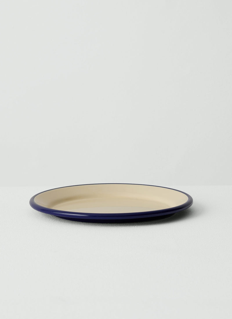 Enamel Dinner Plate | Cream/Blue