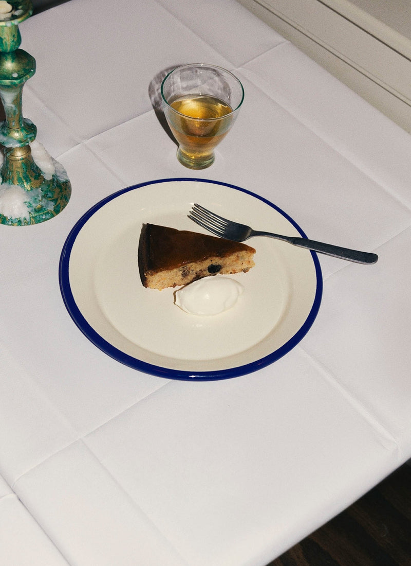 Enamel Dinner Plate | Cream/Blue