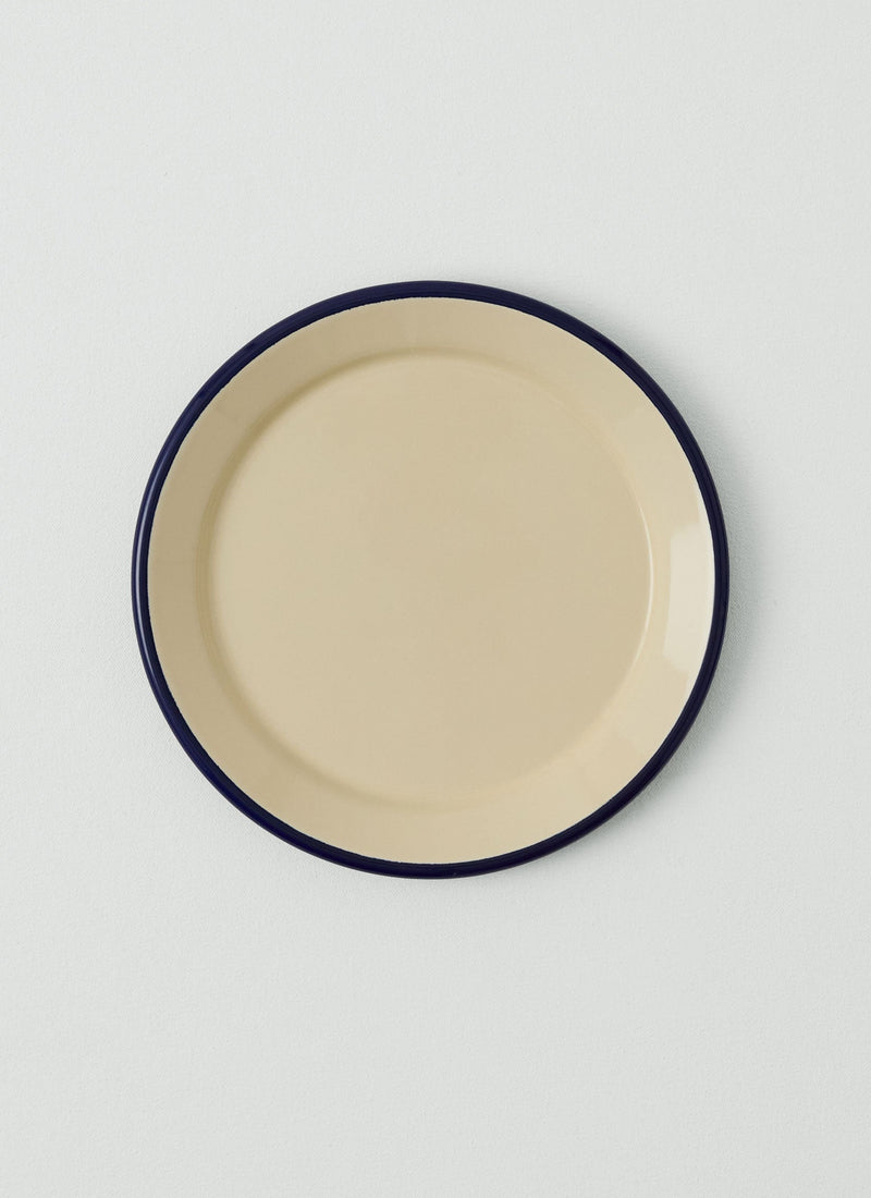 Enamel Dinner Plate | Cream/Blue