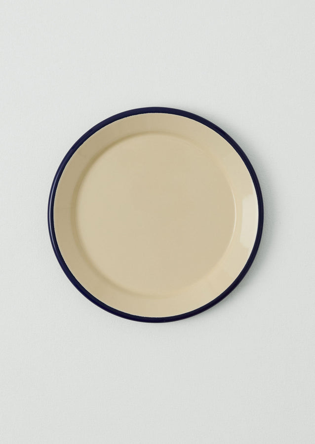 Enamel Dinner Plate | Cream/Blue