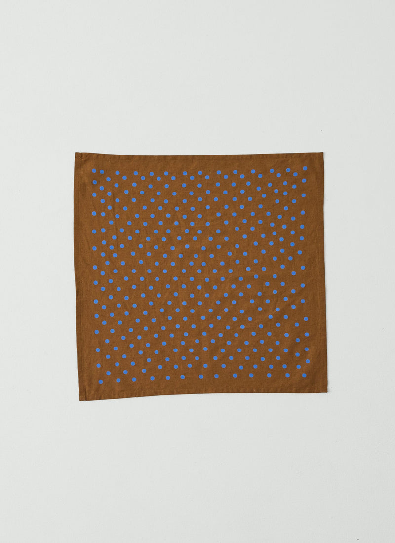Dotty Print Cotton Linen Napkin | Ochre/Sea Blue