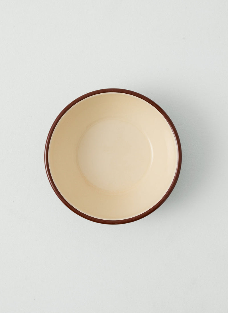 Contrast Rim Enamel Salad Bowl | Mint/Chestnut
