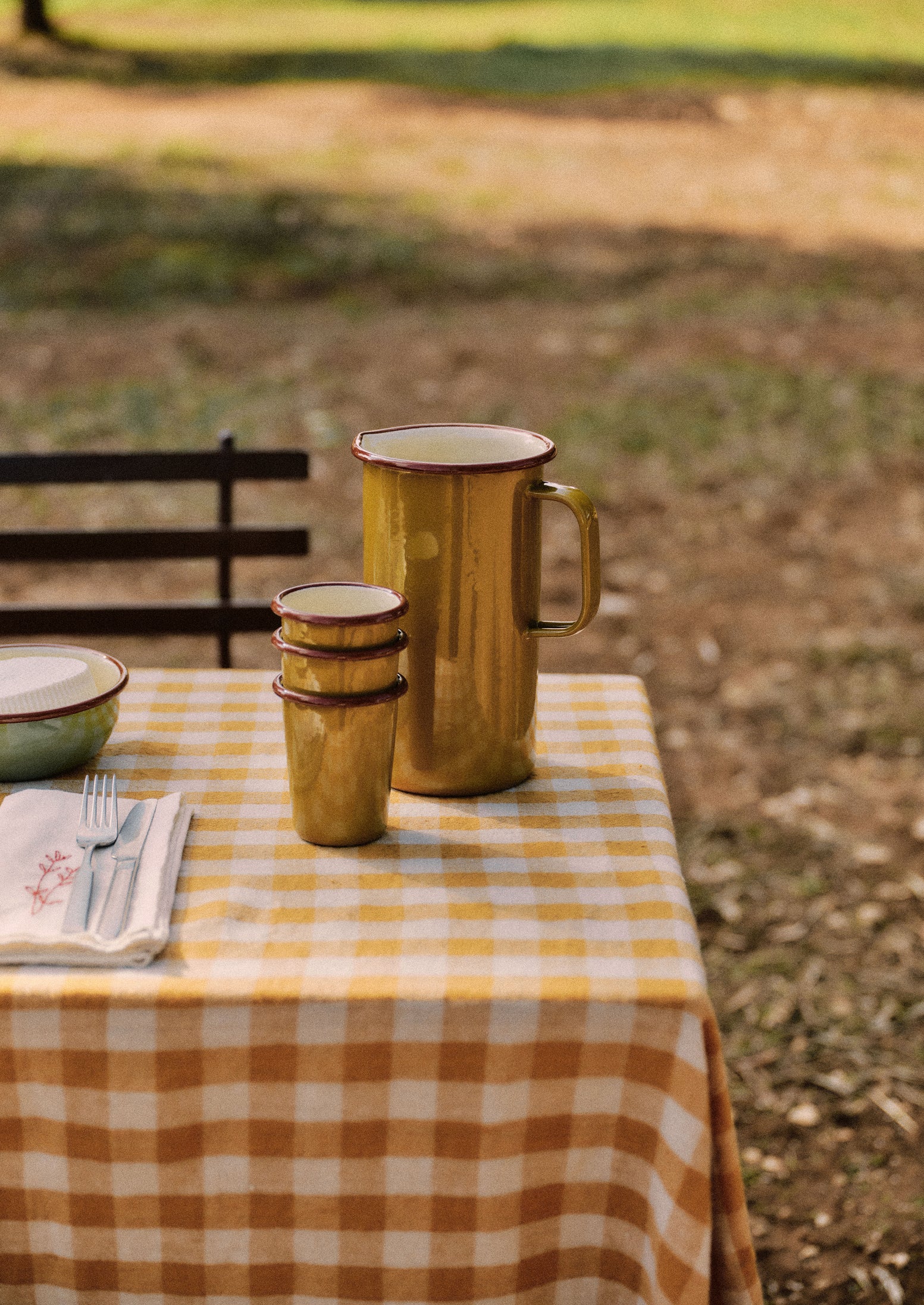 Contrast Rim Enamel Cup | Ochre/Chestnut | TOAST
