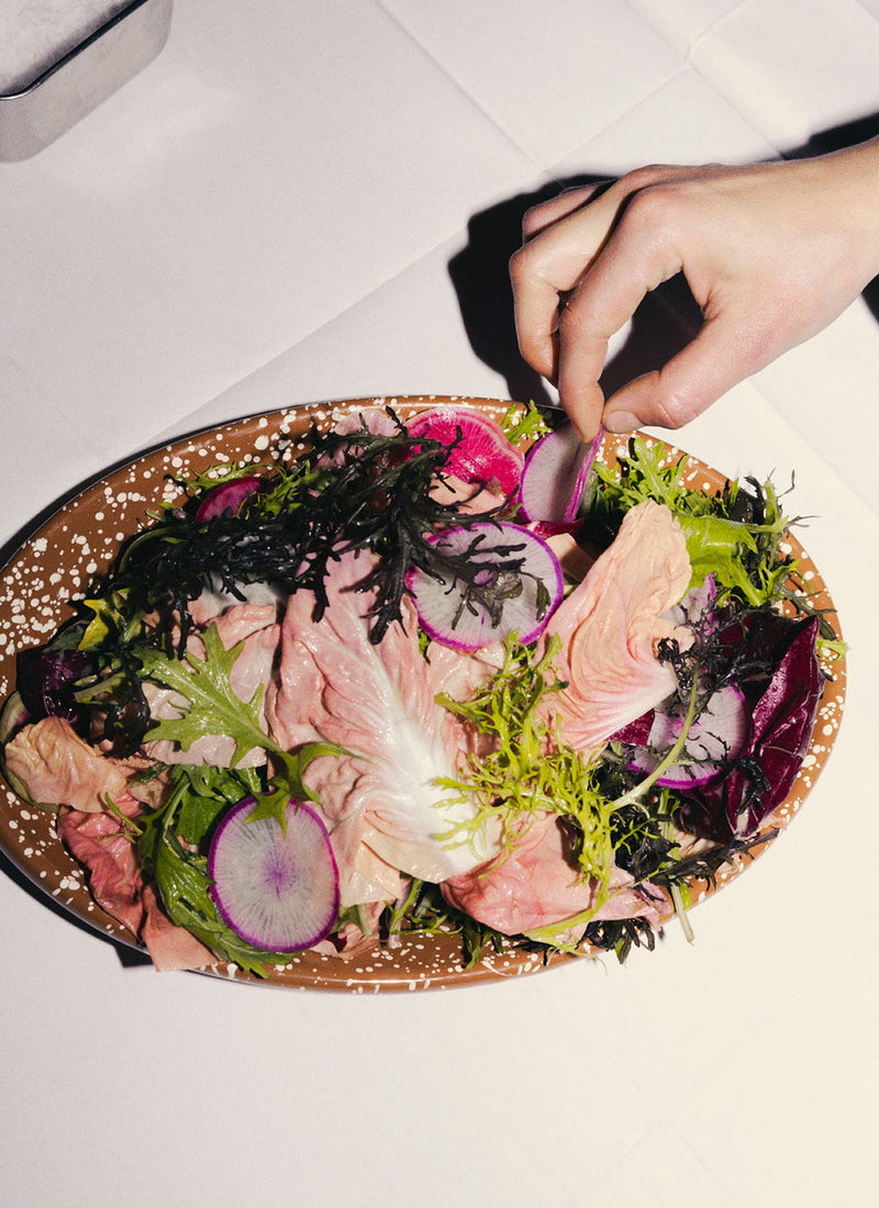 Speckle Enamel Platter | Cumin/Cream