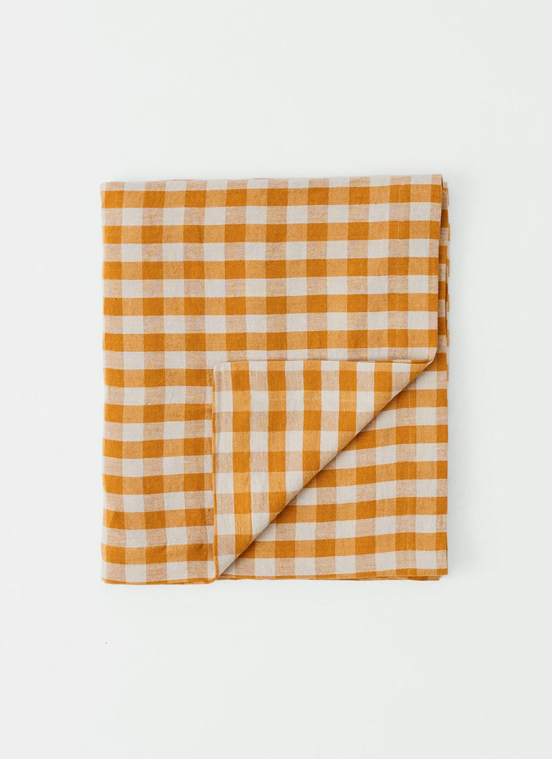 Orchard Check Linen Cotton Tablecloth | Mist/Cider