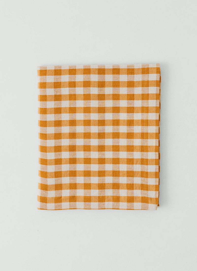 Orchard Check Linen Cotton Tablecloth | Mist/Cider