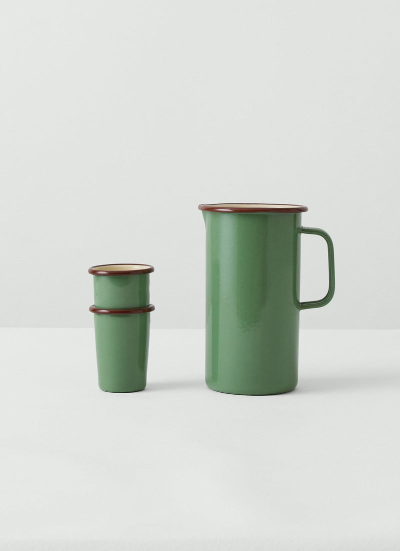 Contrast Rim Enamel Jug | Mint/Chestnut