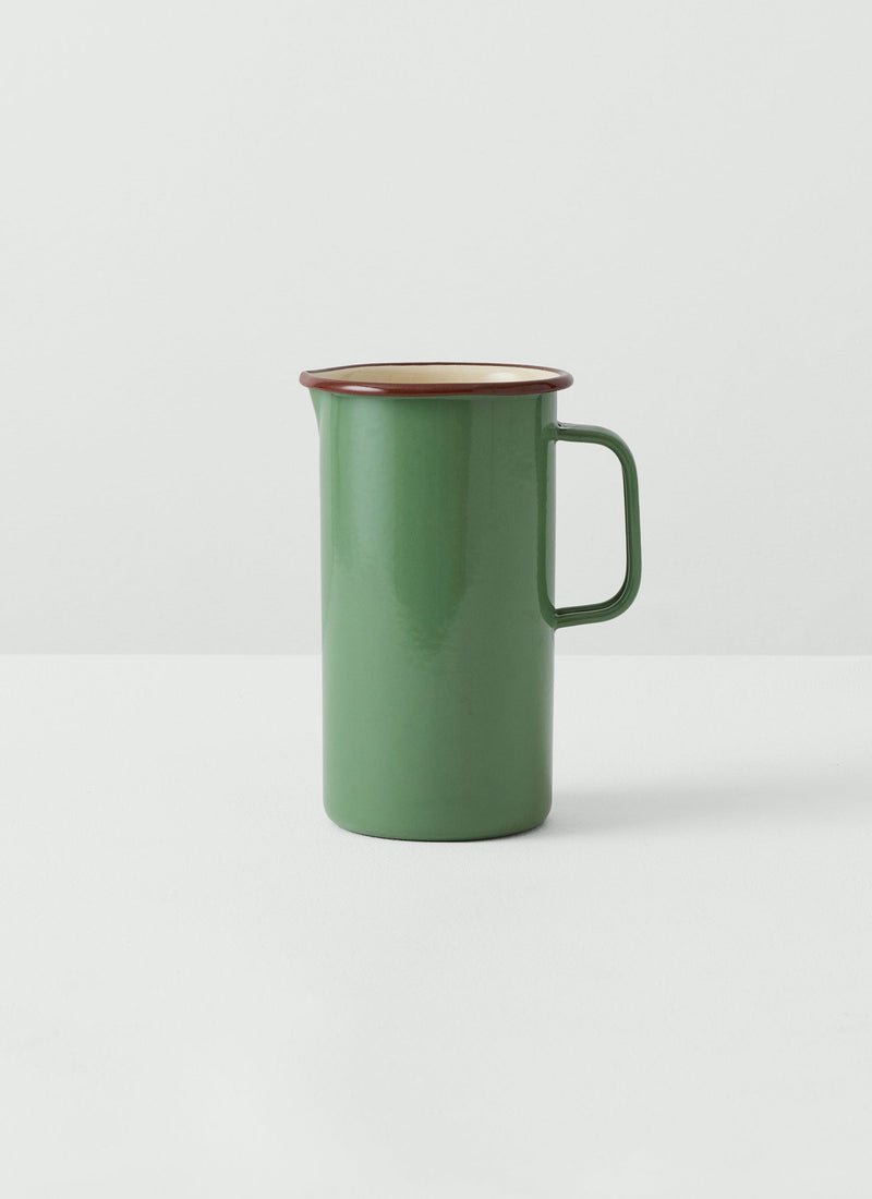 Contrast Rim Enamel Jug | Mint/Chestnut