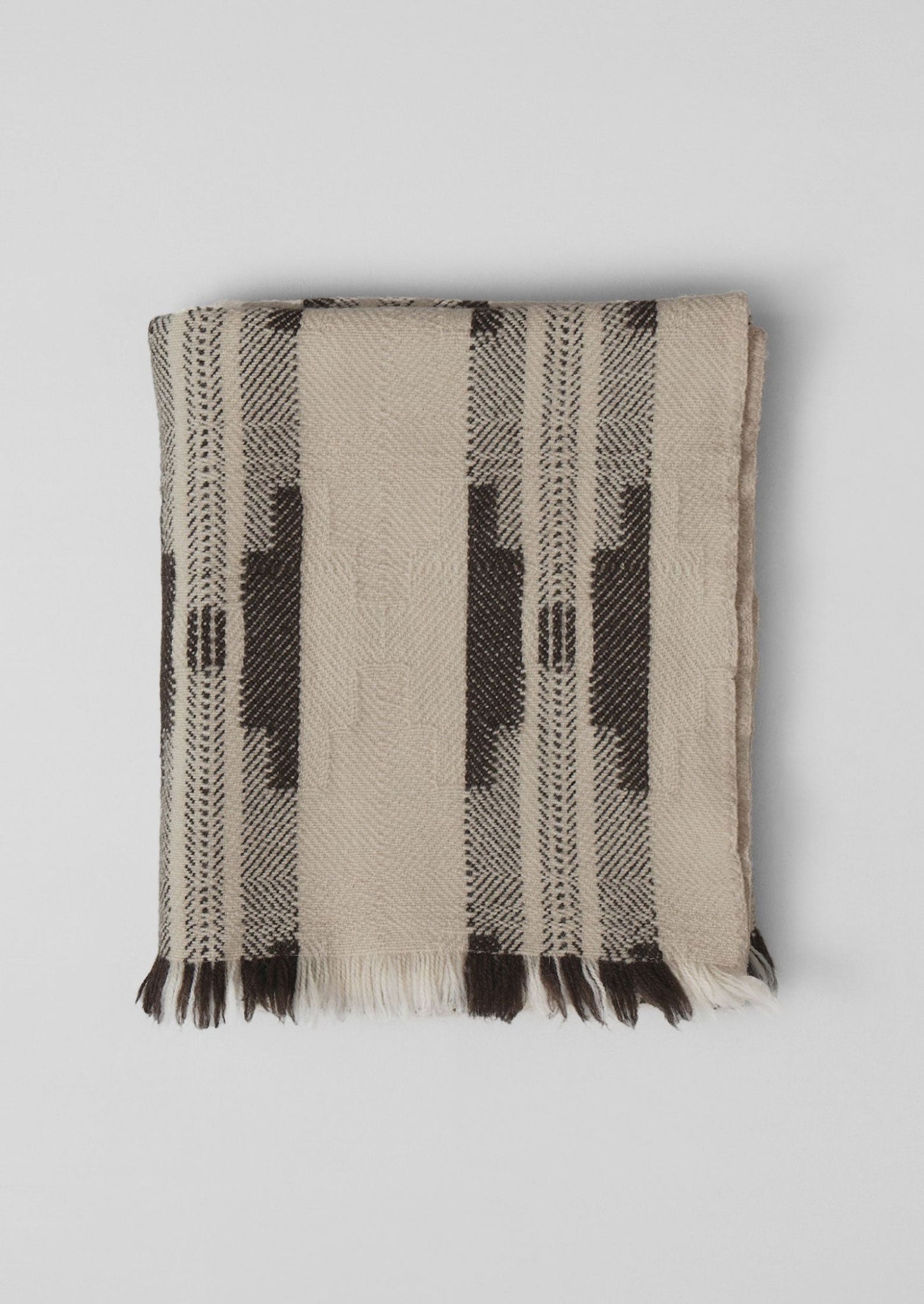 Bulgarian Wool Blanket | Ecru/Brown