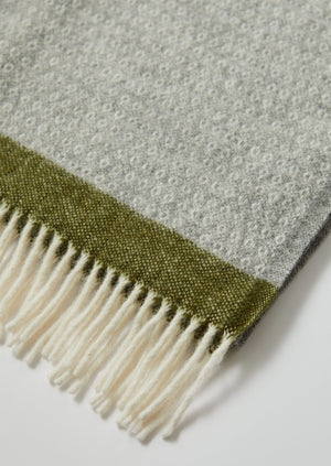 Stripe Edge Wool Blanket | Grey/Fern