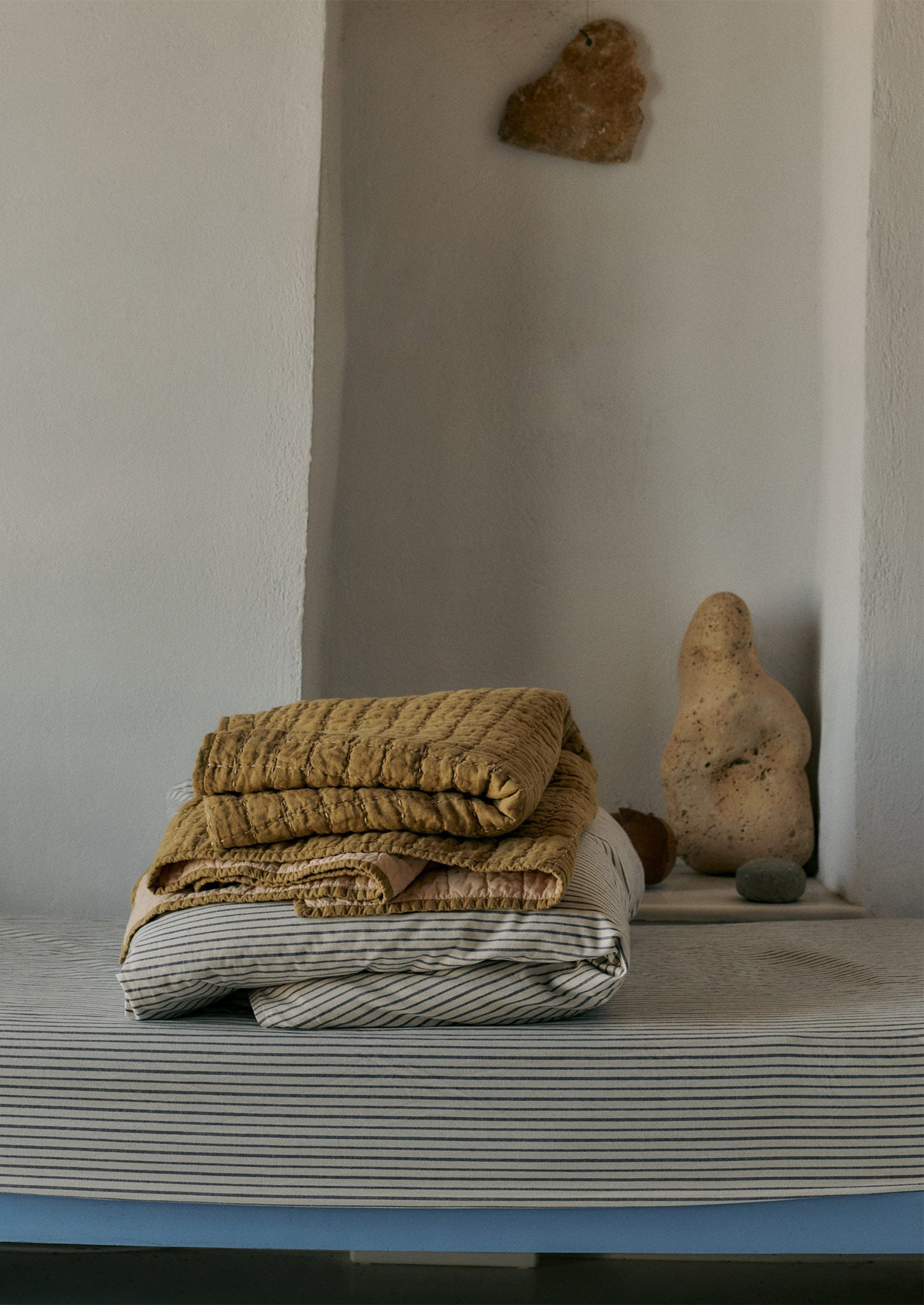 Organic Cotton Pajama Stripe Duvet Cover | Navy/Ecru