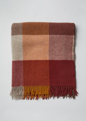 Colour Block Wool Blanket | Mulberry/Honey/Birch