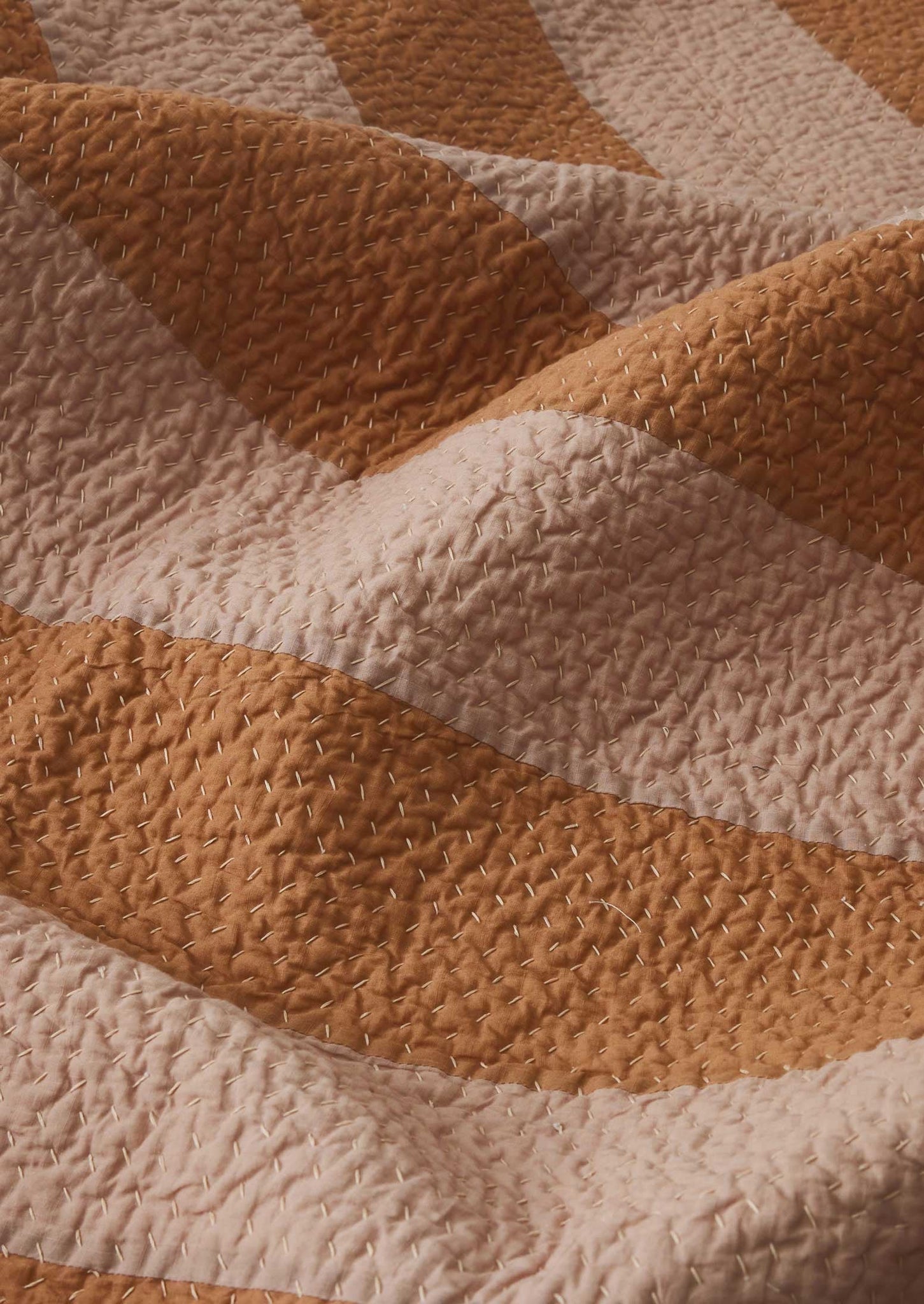 Patched Stripe Quilt | Soft Lilac/Light Umber