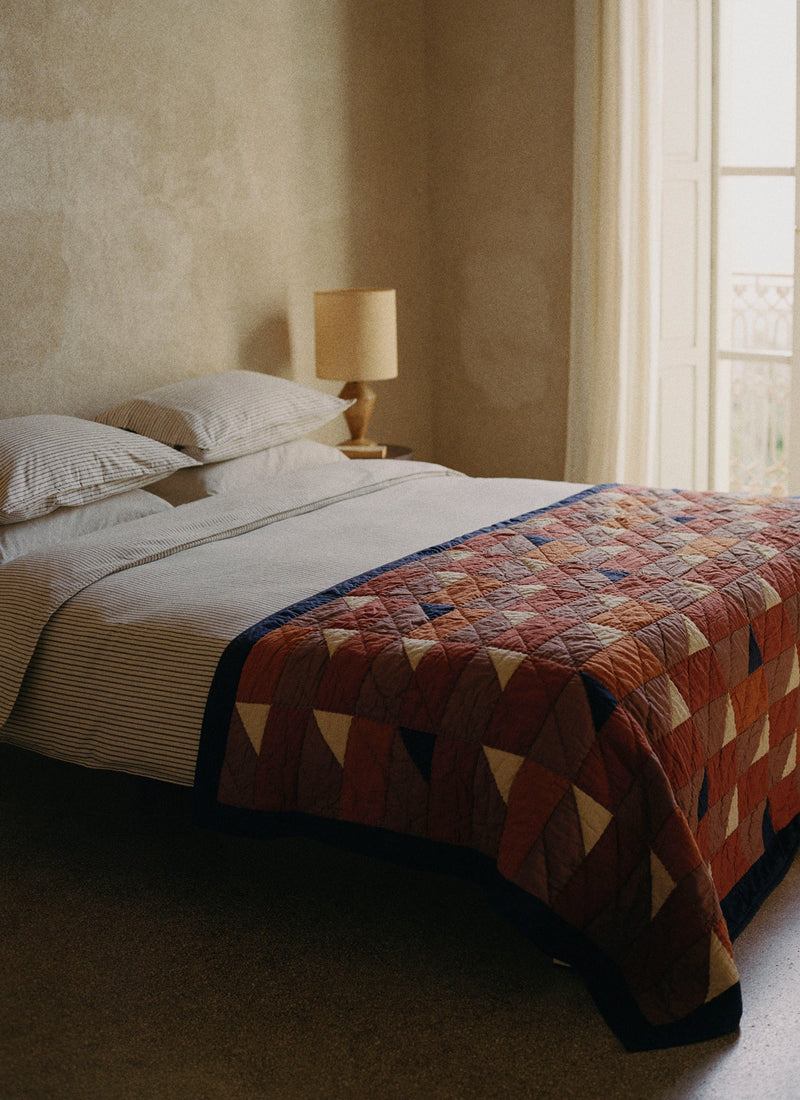 Mosaic Tile Patchwork Quilt | Terracotta/Twilight